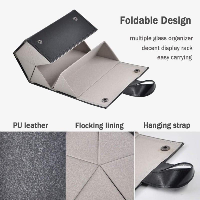 Kenpal Sunglasses Storage Organizer Holder Foldable Travel Case with 5 Slot Compartments for Multiple Glasses - Image 4